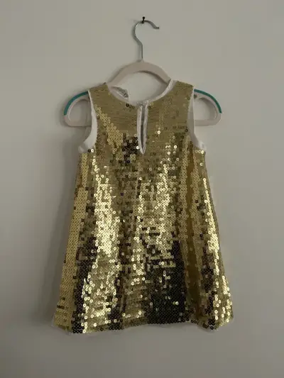 Vestido dorado con lentejuelas 2-3 años - miniatura 2