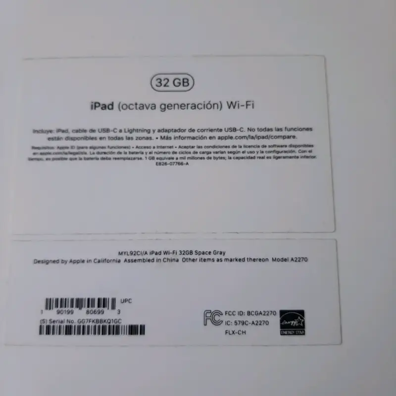 iPad 8va generación 32GB Wi-Fi