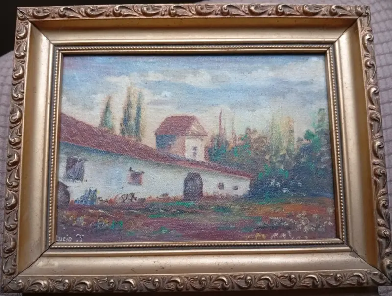 Cuadro paisaje rural con marco - 4