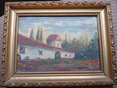 Cuadro paisaje rural con marco - miniatura 4