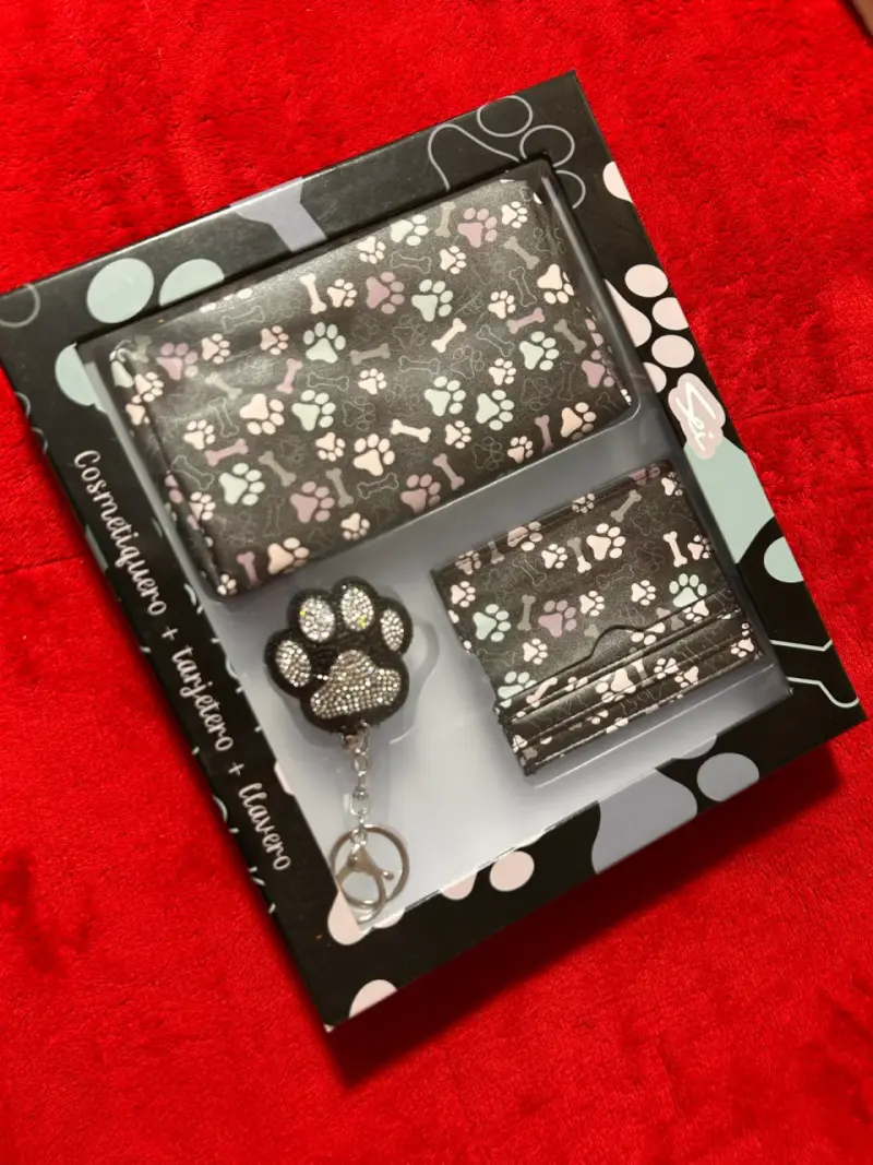 Set de estuche y tarjetero paw print - 5