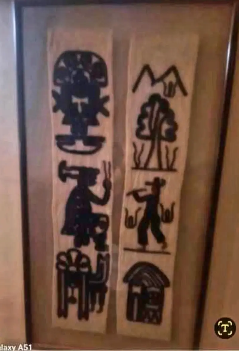 Cuadro con arte étnico enmarcado