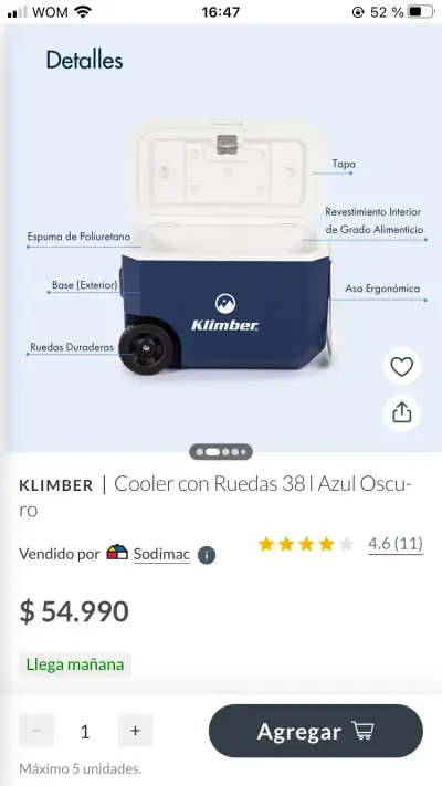 Cooler con ruedas azul 38L - miniatura 1