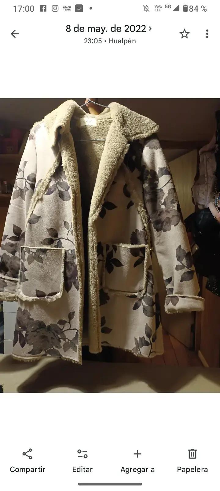 Abrigo beige forrado de lana
