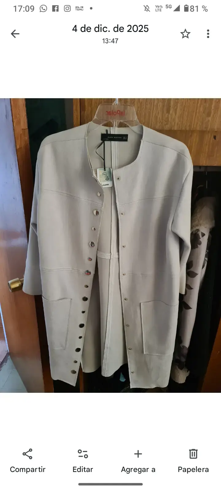 Abrigo beige estilo Zara