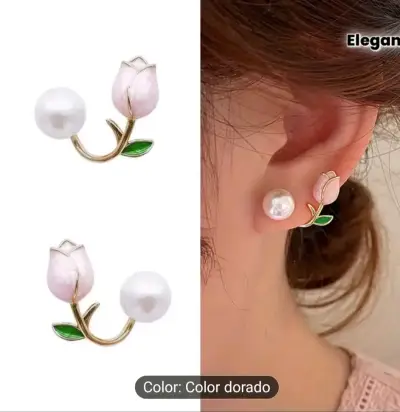 Aros perlas y piedras naturales - miniatura 2