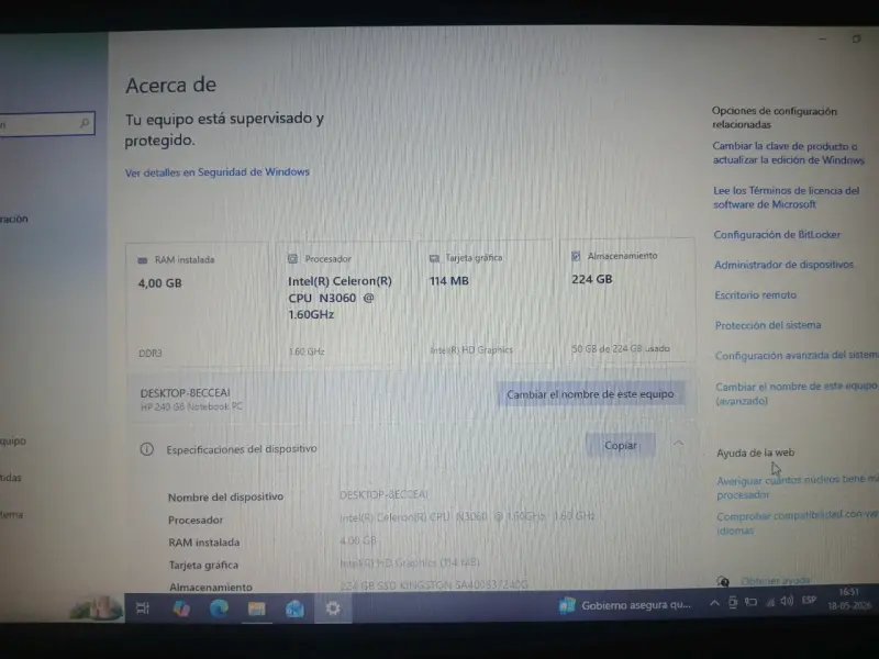 Laptop HP 240 G6 4gb RAM. - 4