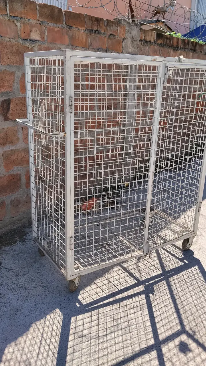 Jaula metálica con ruedas