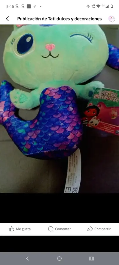 Peluche gato con cola de sirena - miniatura 1