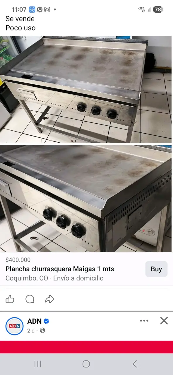 Plancha churrasquera Maigas 1m