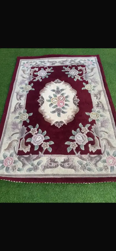 Alfombra oriental burdeos floral - miniatura 1