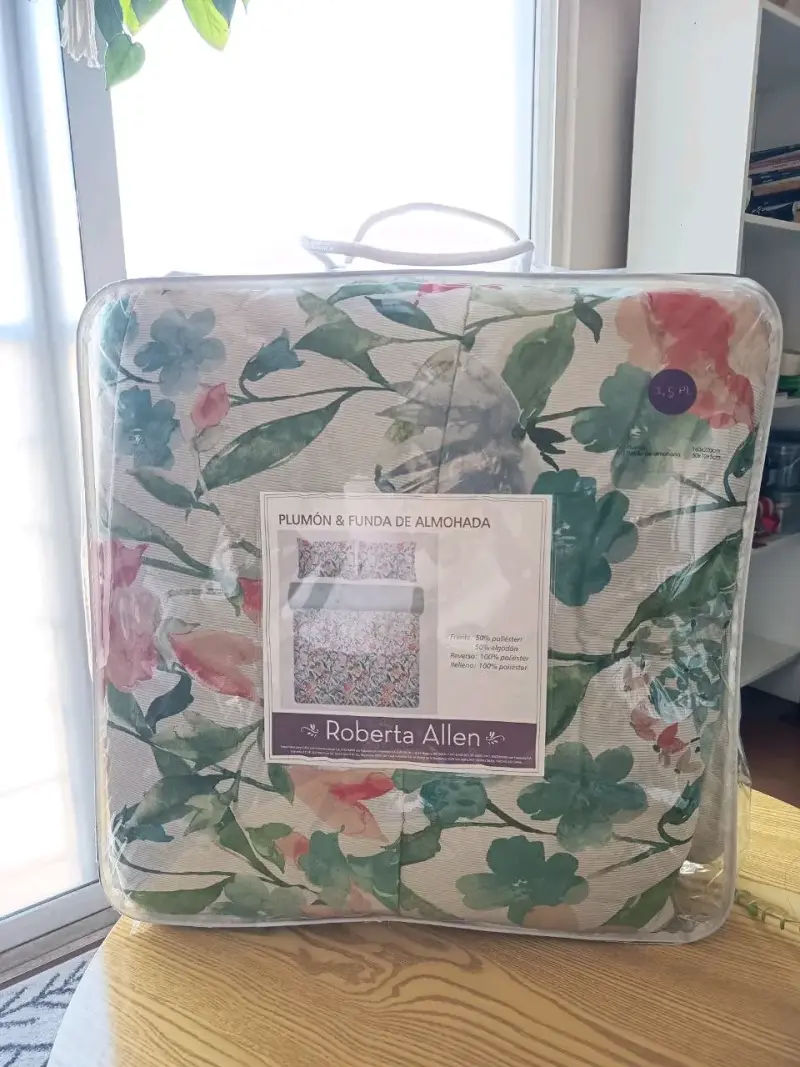 Plumón y funda floral 1.5 plazas