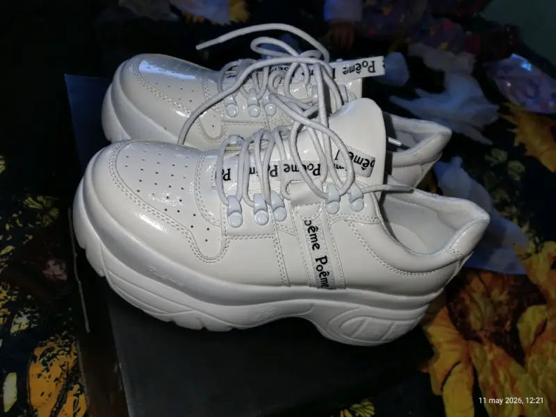 Zapatillas blancas con plataforma poeme - 3