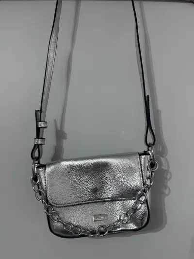 Cartera plateada con cadena - miniatura 1