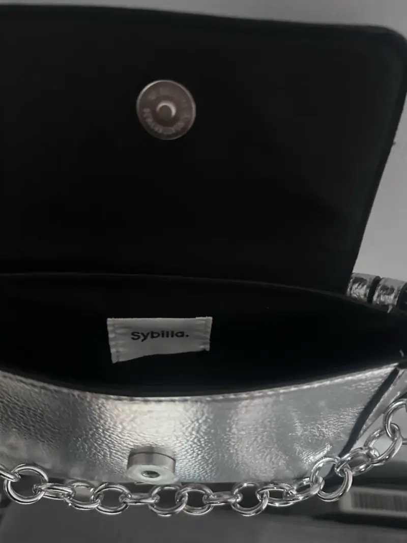 Cartera plateada con cadena - 3