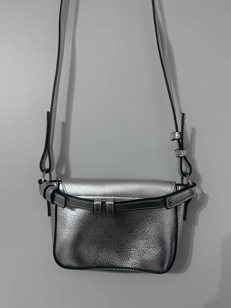 Cartera plateada con cadena - 4