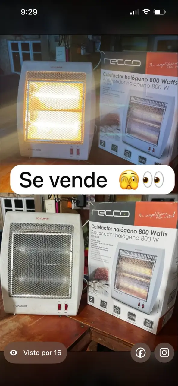 Calefactor halógeno Recco 800W