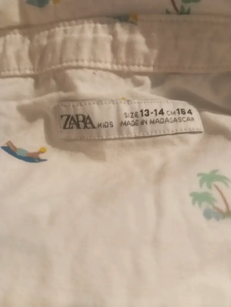 Camisa blanca Zara estampada talla 14 kids - 2