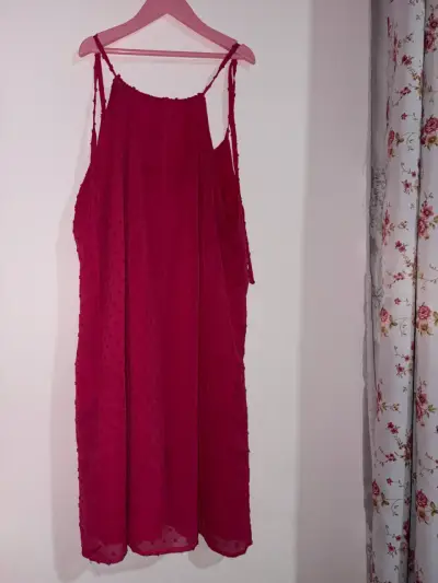 Vestido corto fucsia con bolsillos - miniatura 1