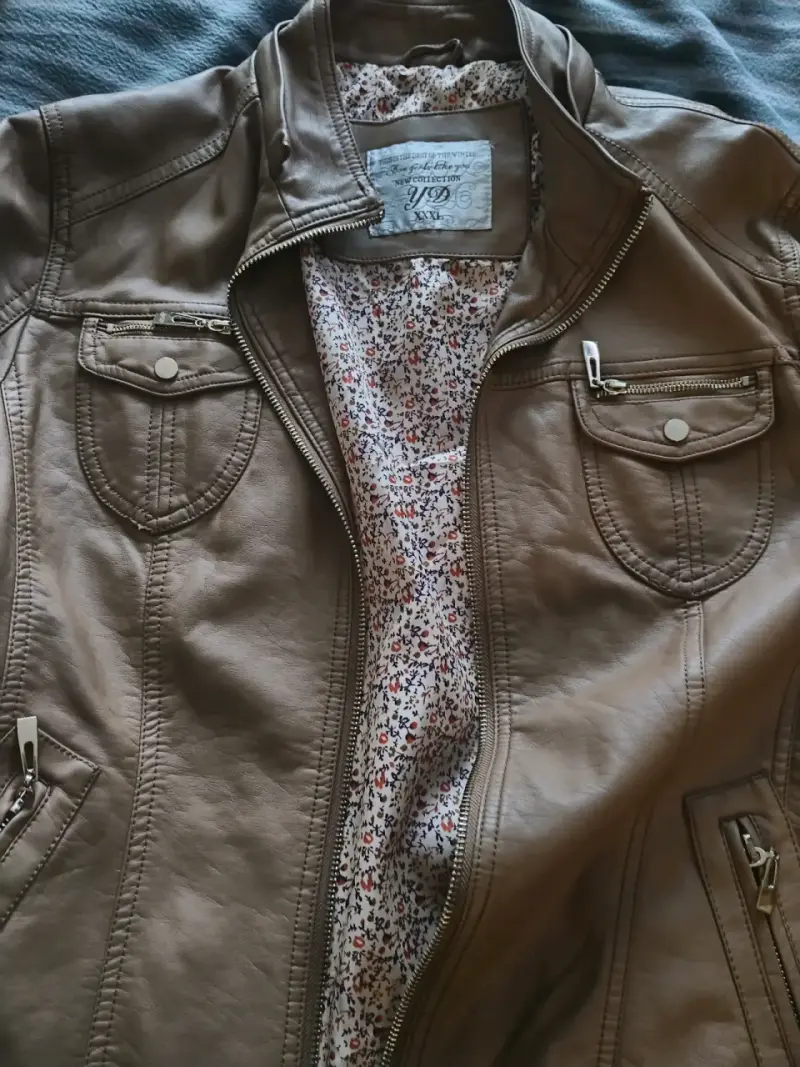 Chaqueta de cuero marrón - 1