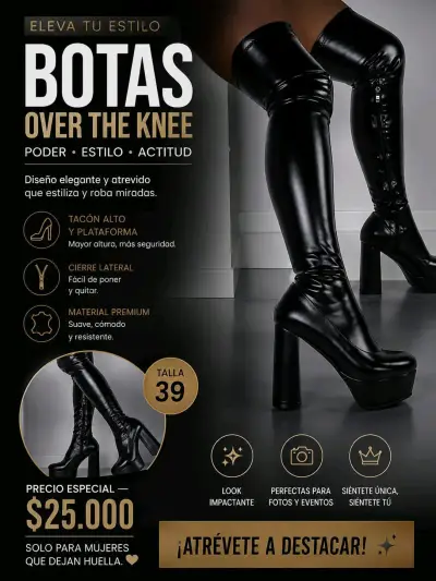 Botas Altas negras cuerina con taco - miniatura 5