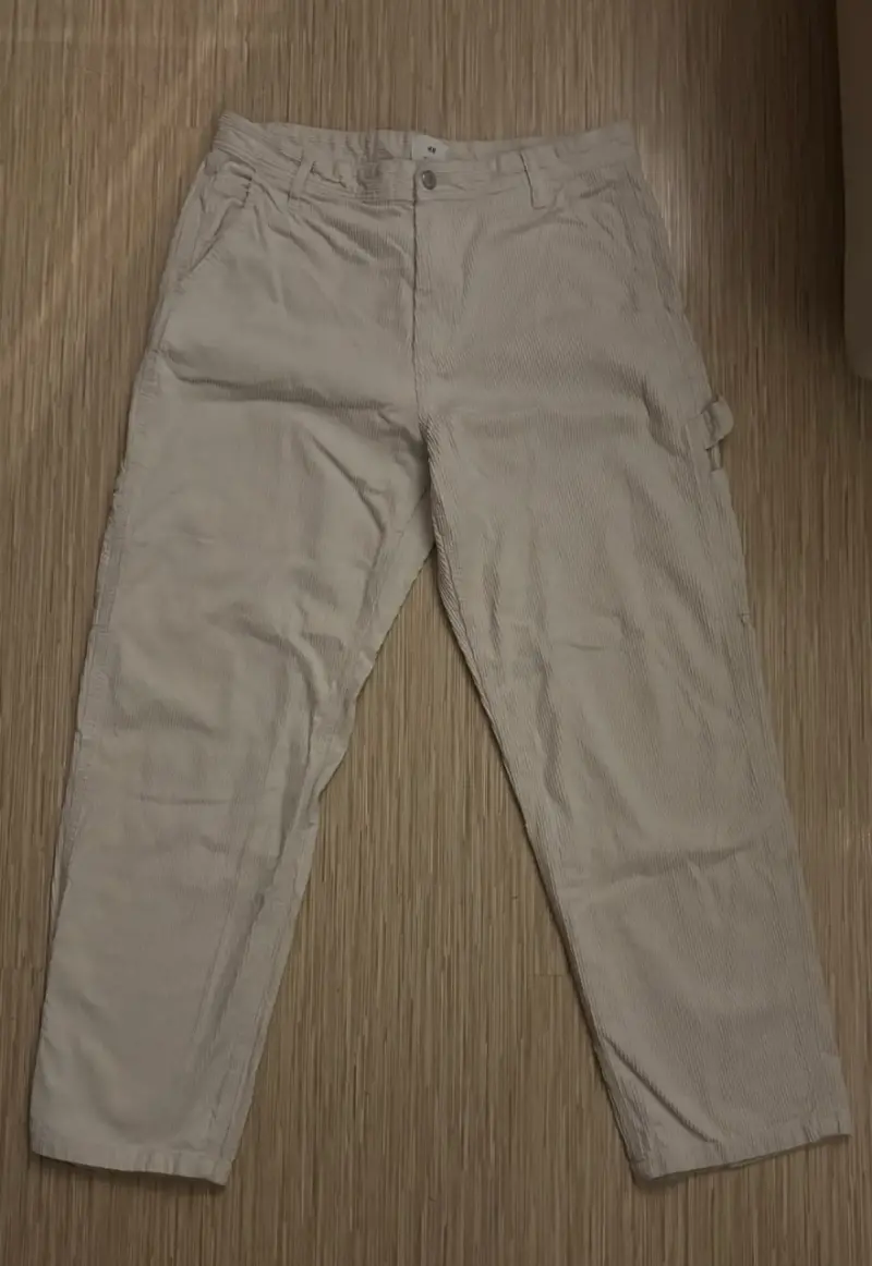 Pantalón beige de cotele - 1