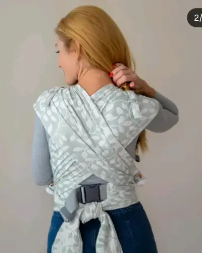 Portabebé ergonómico blanco/naranja - miniatura 2