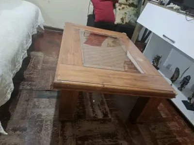 Mesa de centro madera con vidrio - miniatura 2