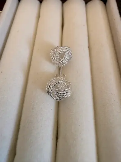 Aros de plata tejido elegante - miniatura 1