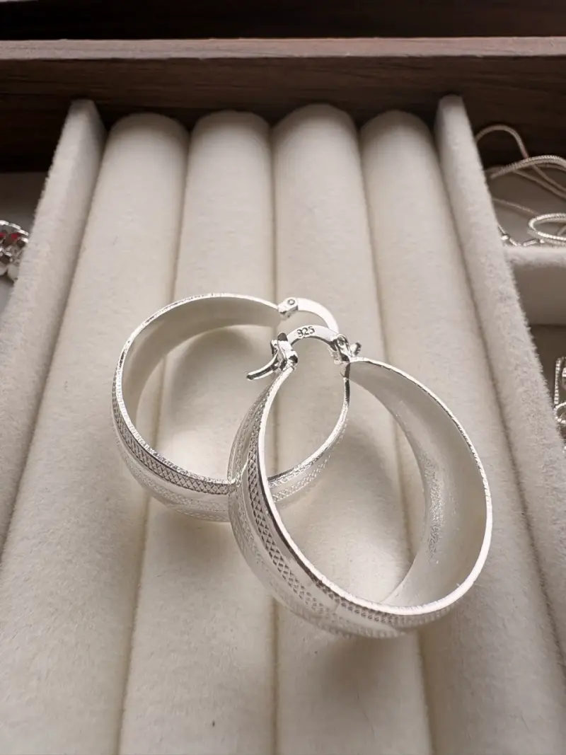 Aros de plata tejido elegante - 5