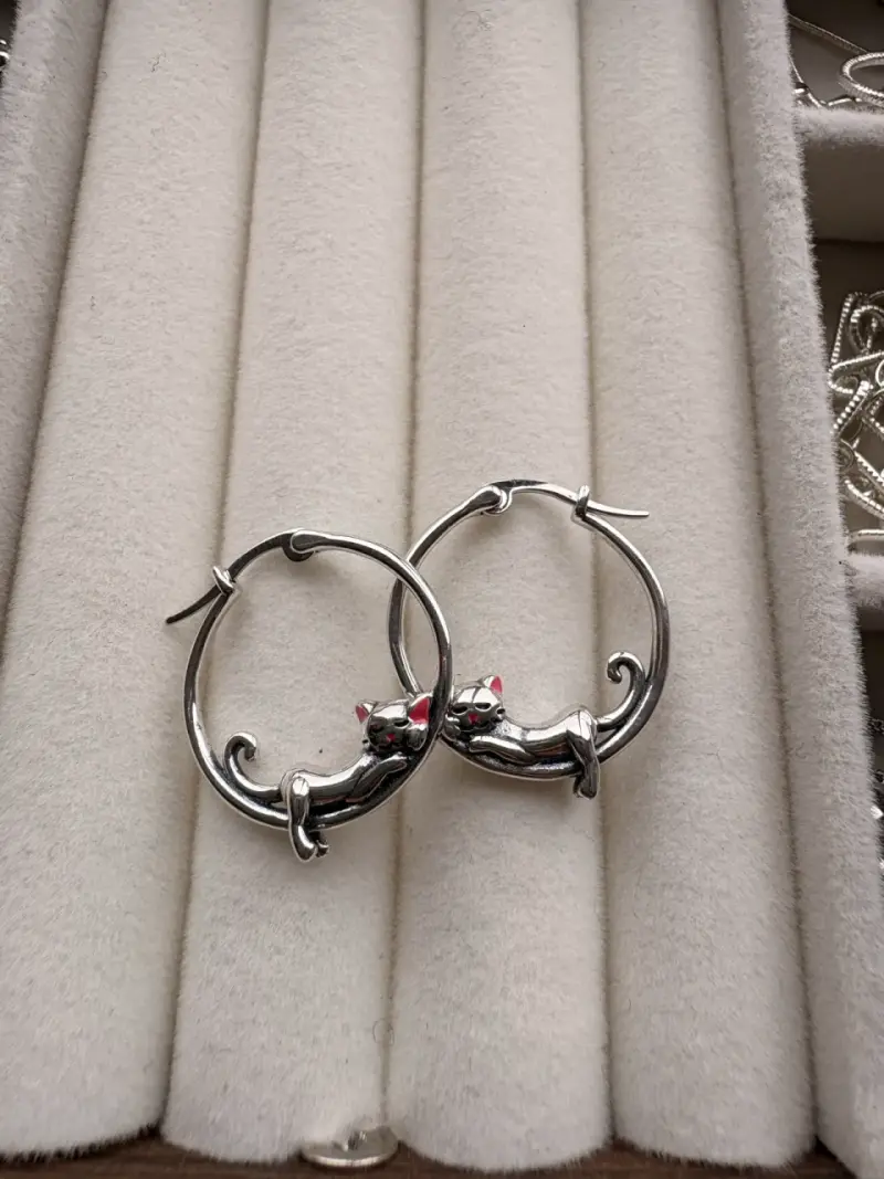 Aros de plata tejido elegante - 6