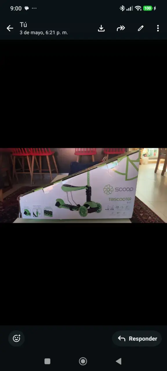 Triciclo scooter verde 3 ruedas