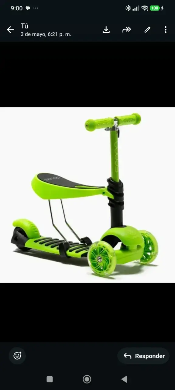 Triciclo scooter verde 3 ruedas - 3