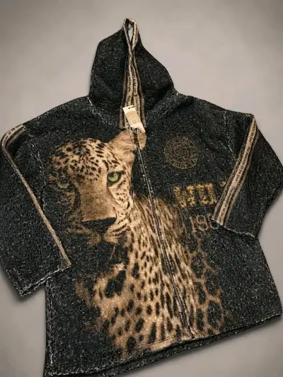 Chaqueta con capucha estampada de leopardo - miniatura 1