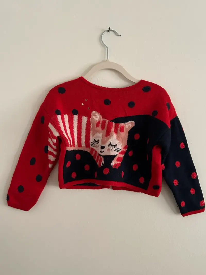Sweater infantil rojo con gato - 2 años
