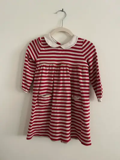 Vestido rayado rojo y blanco - miniatura 1
