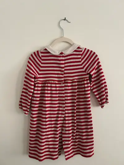 Vestido rayado rojo y blanco - miniatura 3