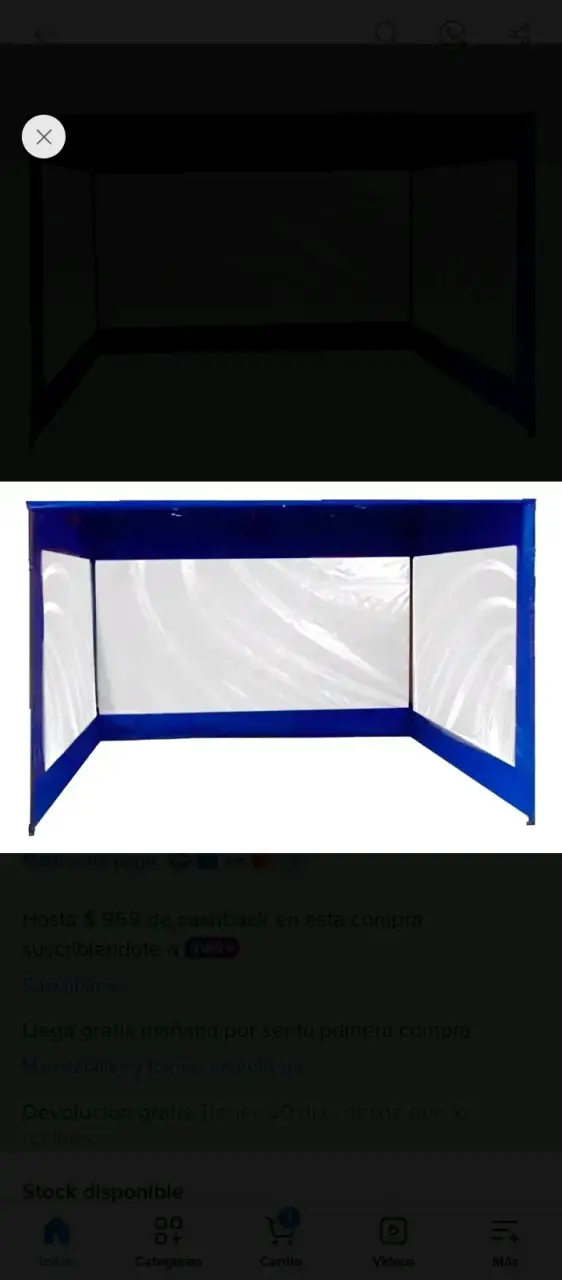 Lateral transparente impermeable para toldo 3x3