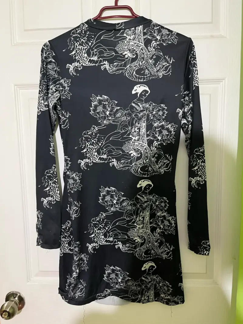 Vestido estampado negro y blanco - 2