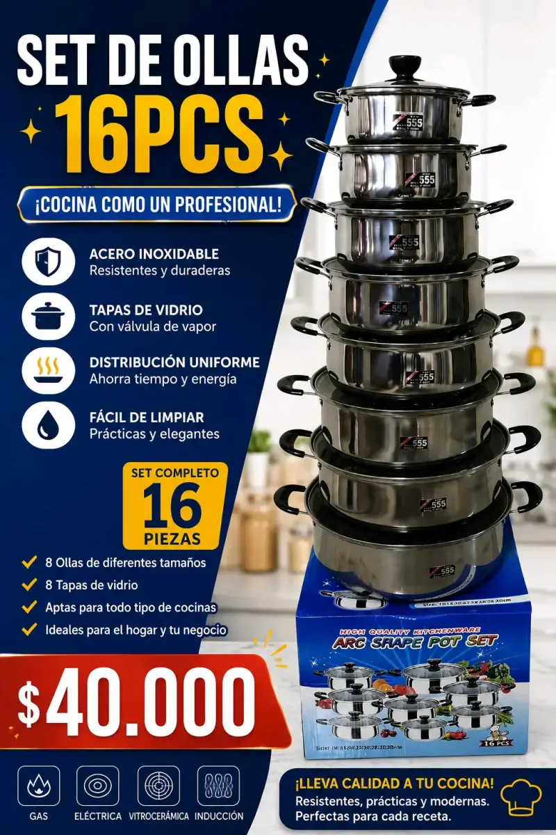 Set de ollas 16 piezas
