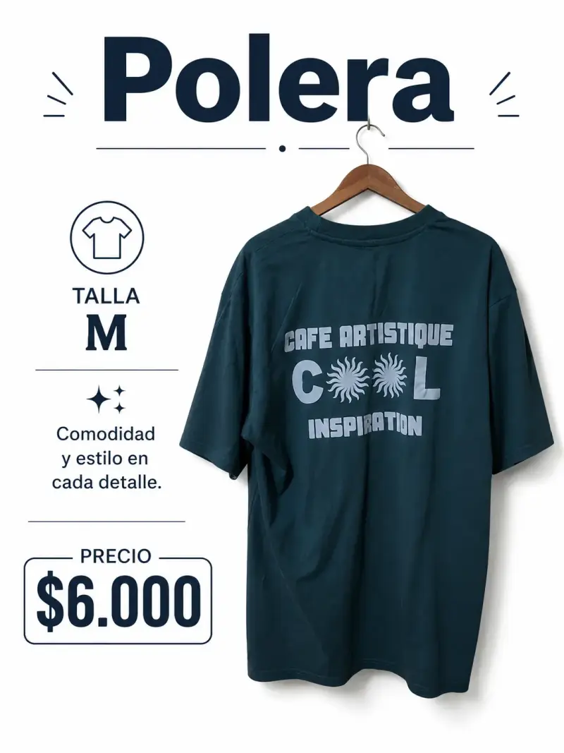 Polera azul con estampado - 3