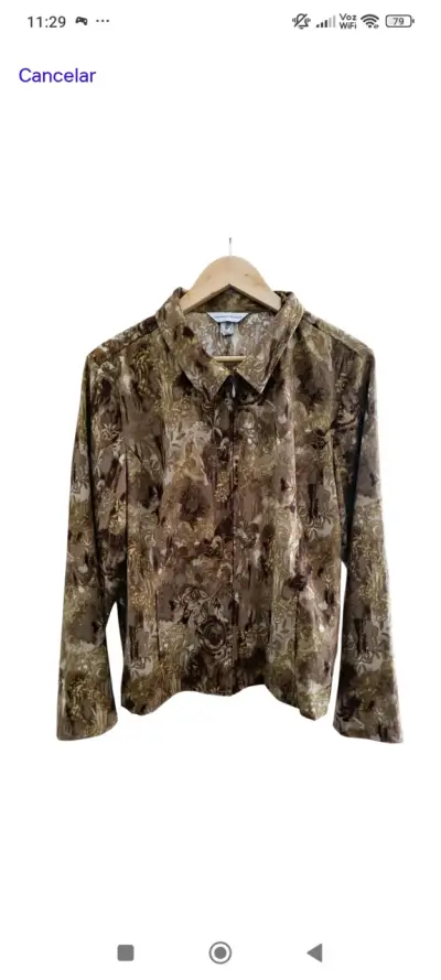 Camisa vintage marrón estampada - miniatura 1