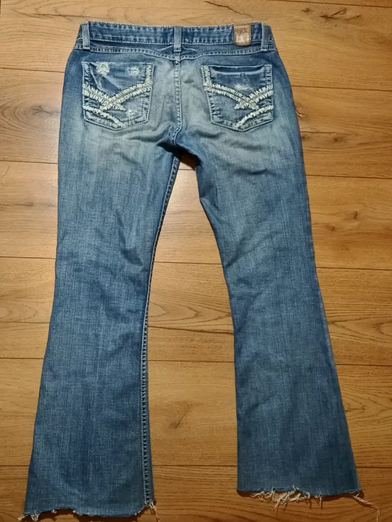 Jeans azul desgastados tiro bajo - 2