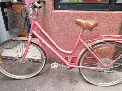 Bicicleta urbana rosada con canasto - miniatura 3