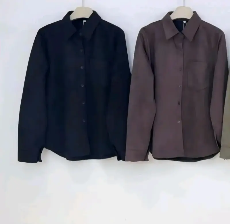 Camisa gamuza mujer manga larga negra y café