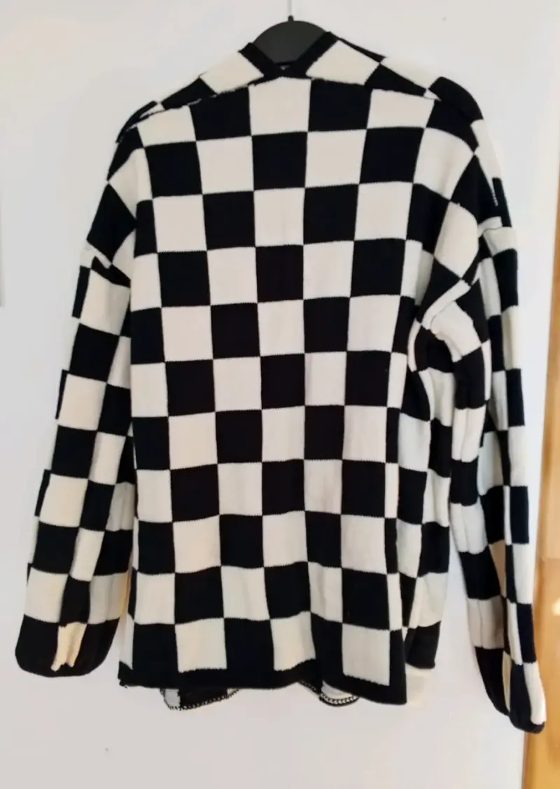Cardigan a cuadros blanco y negro - 2