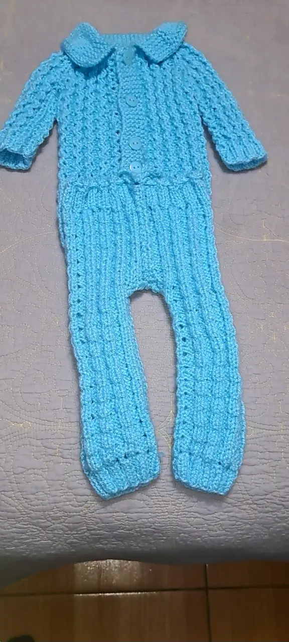 Conjunto tejido azul para bebé de 3 meses - 2