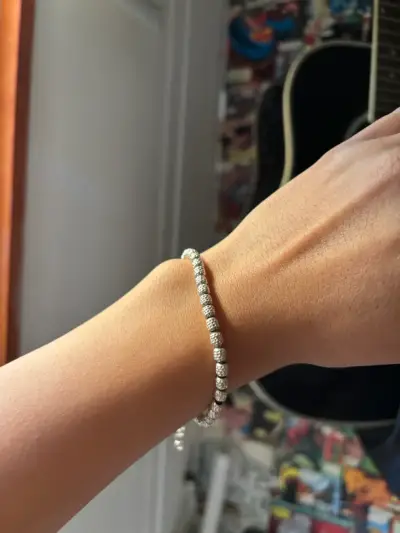 Pulsera de plata con bolitas machacadas - miniatura 1