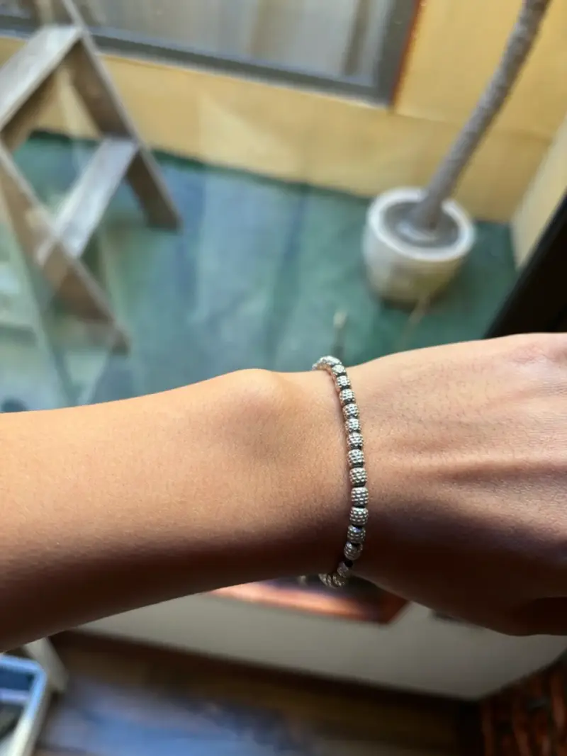 Pulsera de plata con bolitas machacadas - 2