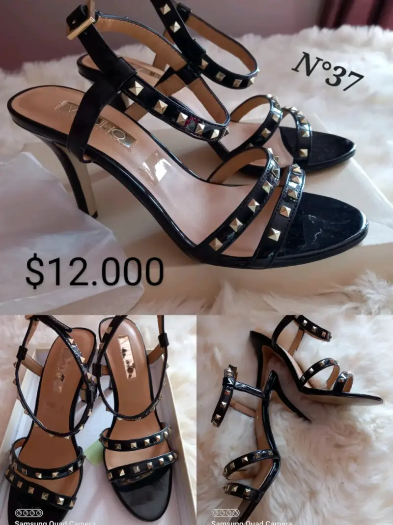 Tacones negros con tachas, N°37 - 1